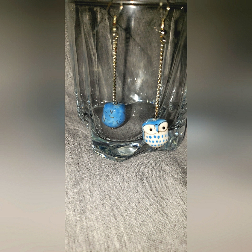 Blue Owl earrings-fashion jewelry